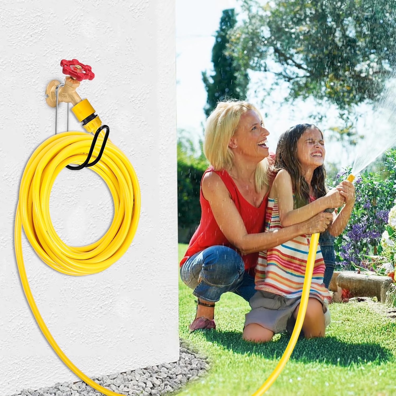 Garden Hose Holder Water Hose Hanger Wall Mounted,304Stainless Steel Solid Hose Hook Holds Up To 50Ft Garden Hose, Expandable Hose, Water Hose(Black Paint 1Pcs)