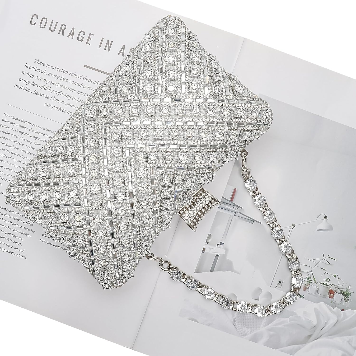 Women Sparkly Rhinestone Clutch With Chains, Glitter Evening Handbag Purse Shoulder Bag For Wedding Party Prom