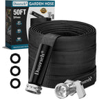 Garden Hose, Lightweight, Ultra Flexible, Durable, Kink-Free Water Hose With Valve - Made Of Tpu, Drinking Water Safe Material, Non-Shrinking, Easy To Store, All-Weather, Black (50 Ft)