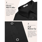 Women's Basic Button Up Shirt Short Sleeve Stretchy Button Down Collared Shirts Waitress Work Shirt