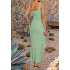 Zesica Women'S 2026 Summer Ruched Bodycon Dress Sleeveless Backless Ruffle Mermaid Cocktail Wedding Party Dresses