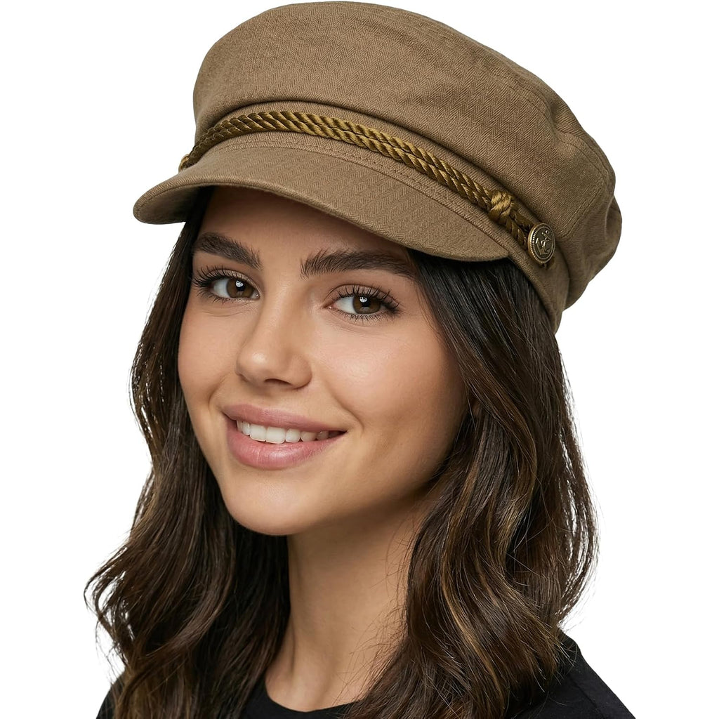 Funky Junque Newsboy Hat For Women – Trendy Greek Fisherman Cap, Classic Women'S Baker Boy Newsies Hat, Ladies Fashion Caps