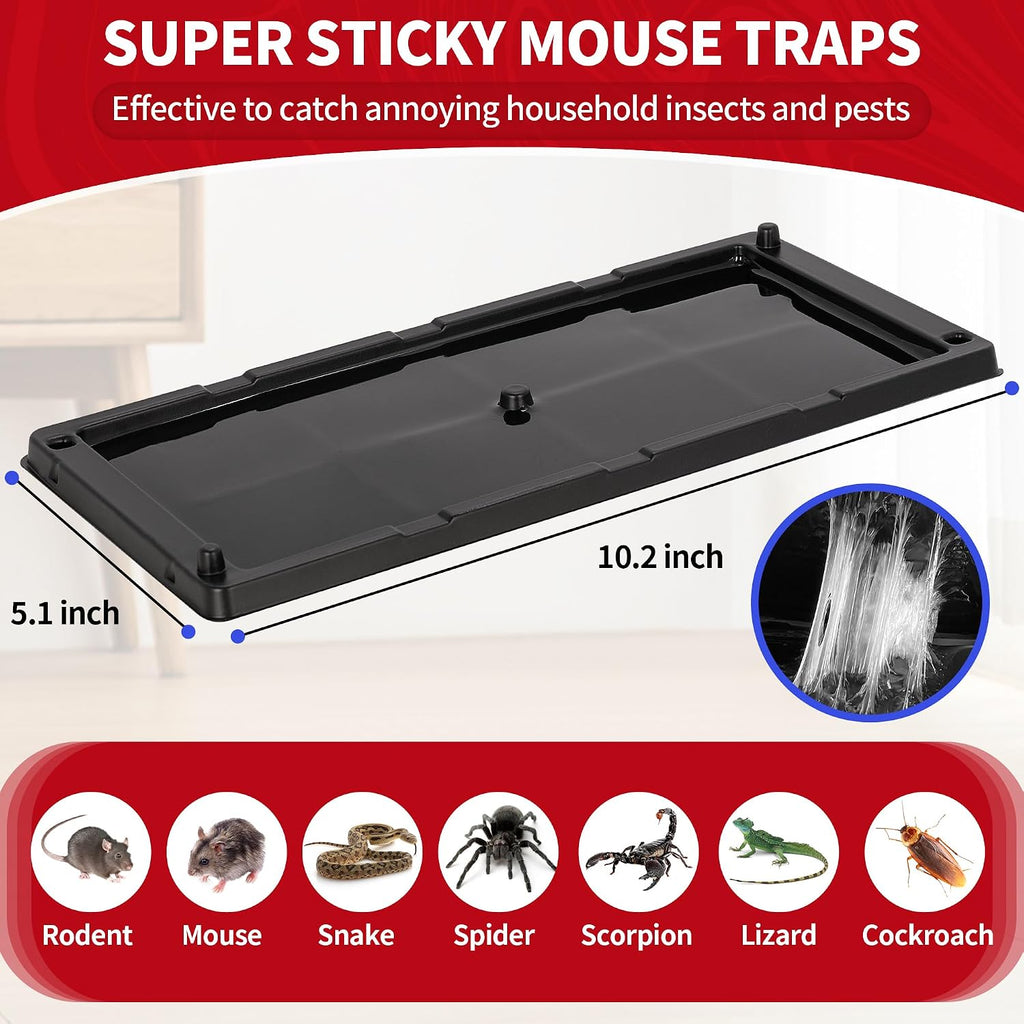 Mouse Traps, 6 Pack Large Glue Traps Mouse Traps Indoor For Home, Pre-Baited Non-Toxic Bulk Glue Boards For Mice, Snakes, Rat, Lizard, Cockroach & Spiders, Pet Safe, Easy To Use