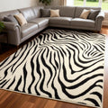 5×7 Ft Area Rugs For Living Room: Modern Washable Rug - Abstract Black And Cream White Rug For Bedroom Dining Room Office Playroom Nursery Home Decor - Nonslip Non-Shedding Striped Rugs
