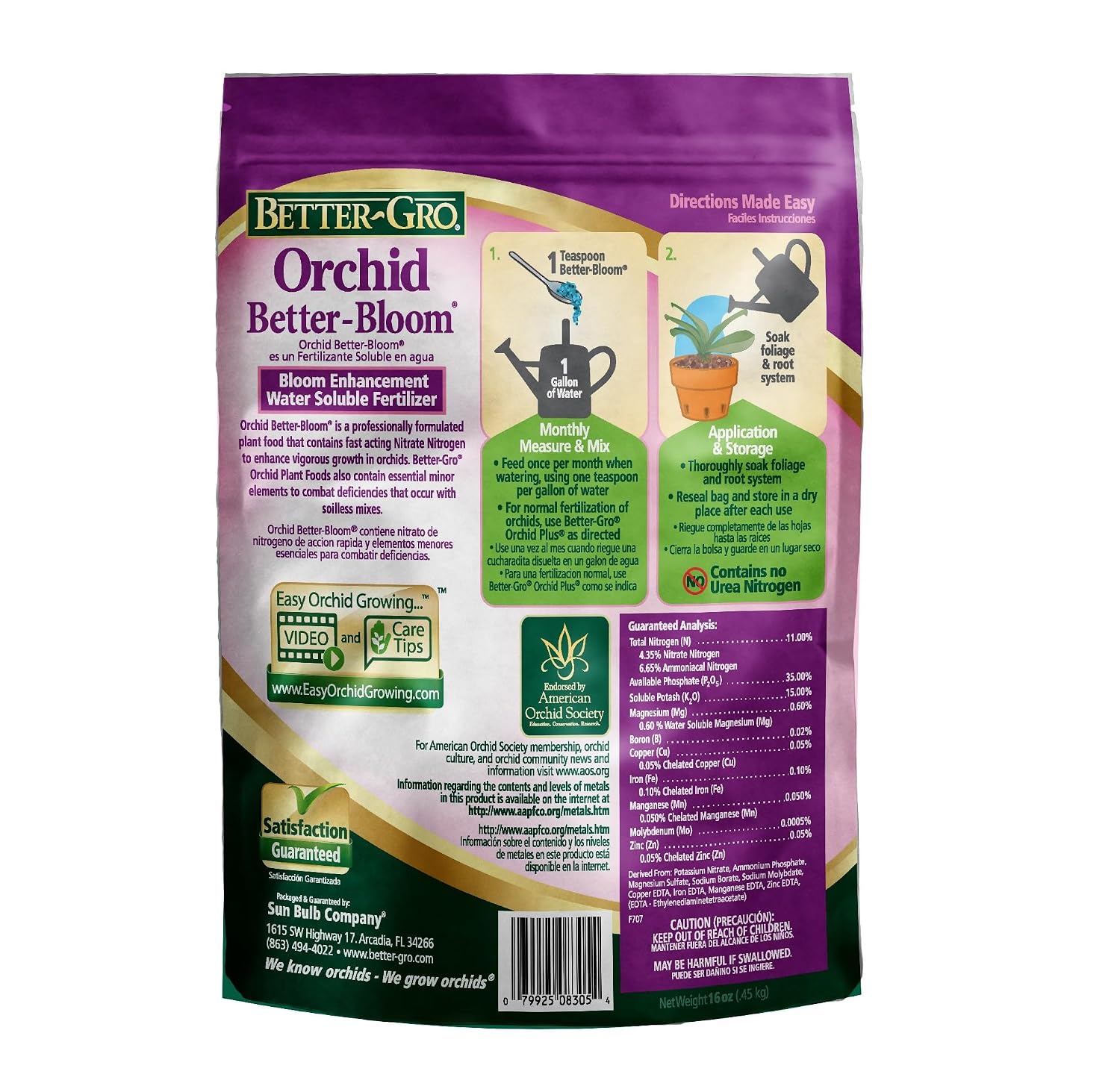 Sun Bulb Company 8305 Better Gro Orchid Plus Bloom Booster Fertilizer, 16-Ounce