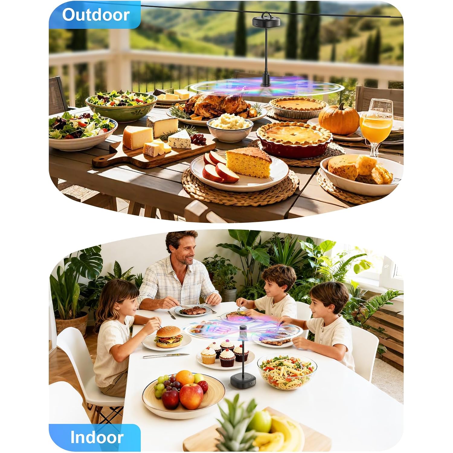 Fly Fans For Tables, 2000Mah Rechargeable Food Fan, 20H Runtime | Flexible Neck For 360° Coverage, Quiet Table Fan With Soft Safety Blades, Ideal For Party, Picnic, Bbq, Indoor & Outdoor Use