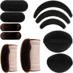 11 Pieces Hair Bump Sponge Volume Hair Bases Set Bump It Accessory For Volume Insert Styling Tools Up Combs Clips Sponge Bun Updo Accessories For Women Diy Hairstyles(Black, Brown)