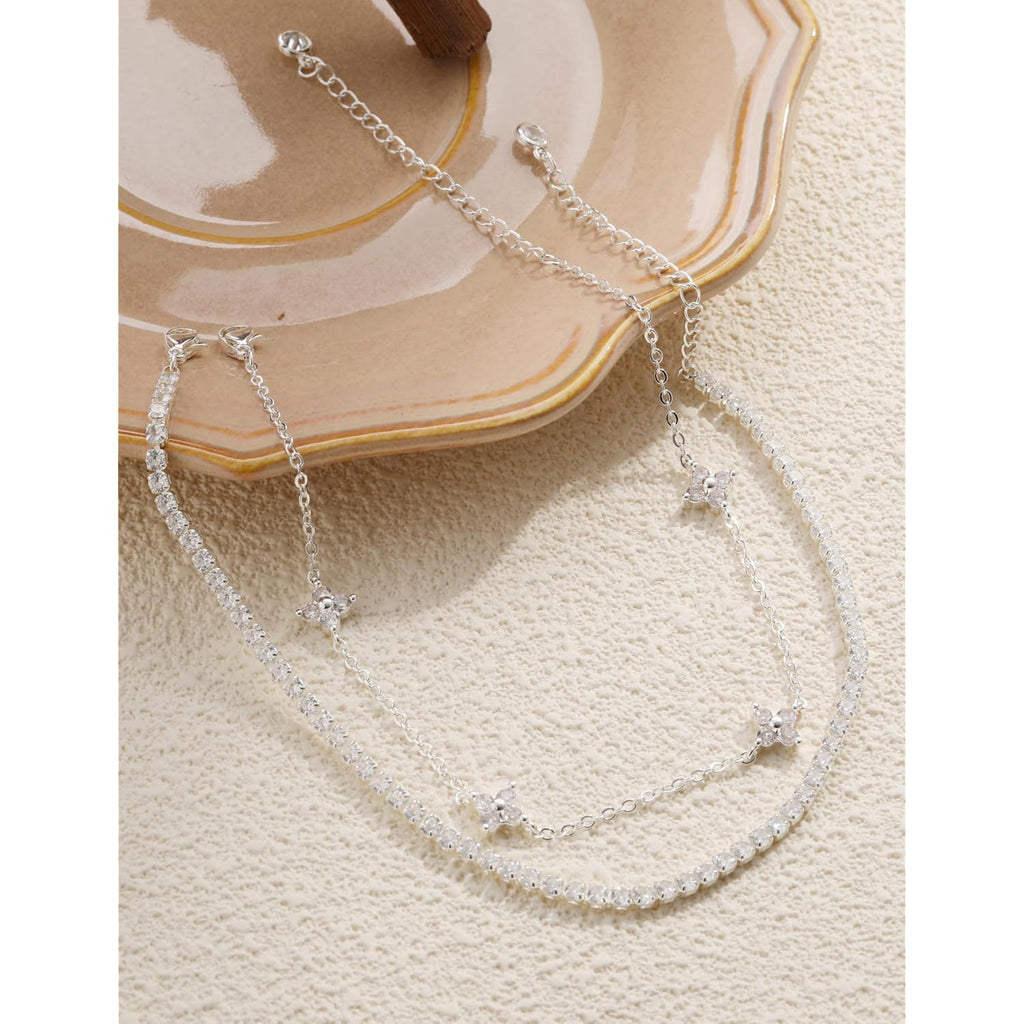 RLMOON Gold Silver Anklets for Women CZ Ankle Bracelet 14K Gold Plated Waterproof Layered Stackable Tennis Dot Chain Anklet Trendy Summer Beach Foot Jewelry