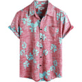 Vatpave Mens Front Pocket Hawaiian Shirts Casual Floral Shirts Short Sleeve Button Down Beach Tropical Shirts