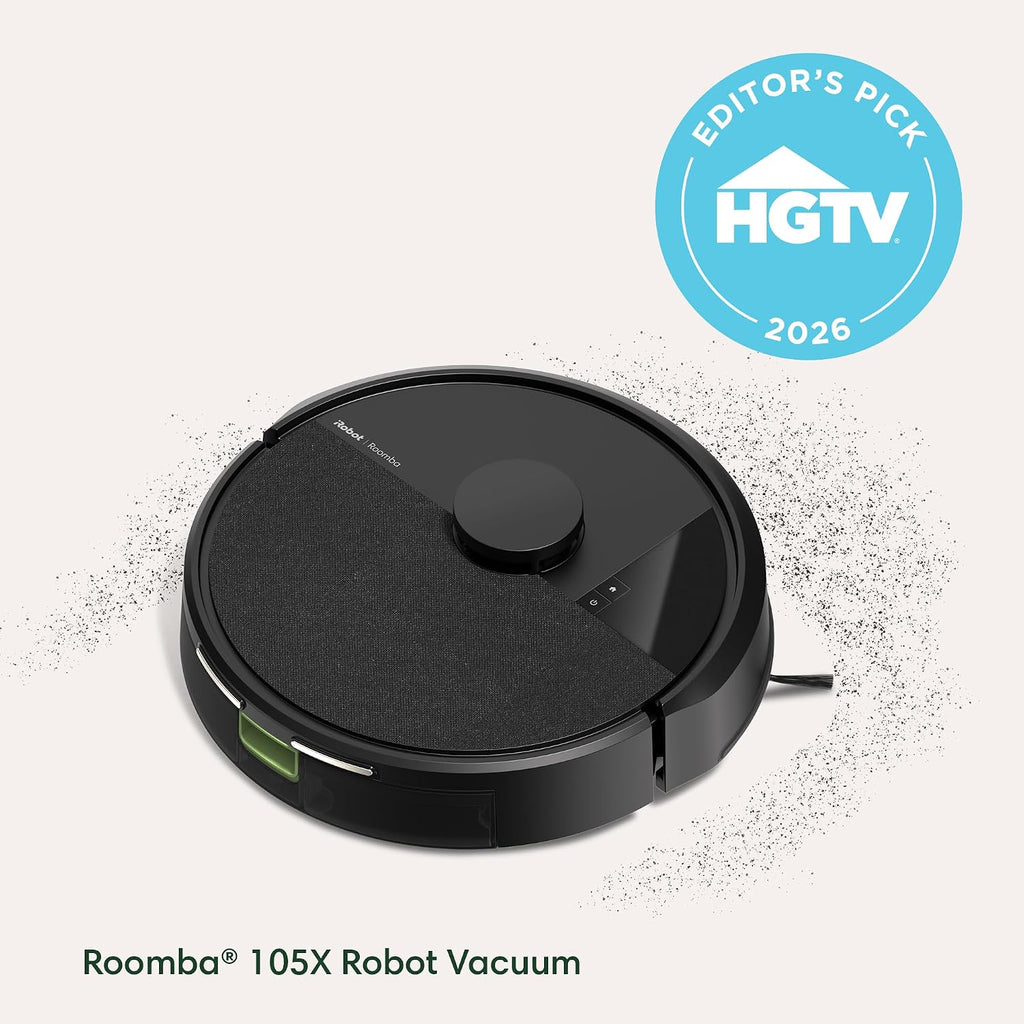Irobot Roomba 105X Robot Vacuum, Smart Lidar Mapping, 70X Power‑Lifting Suction, Custom Room Cleaning, App & Voice Control, Auto Recharge, Great For Homes With Pets & Kids