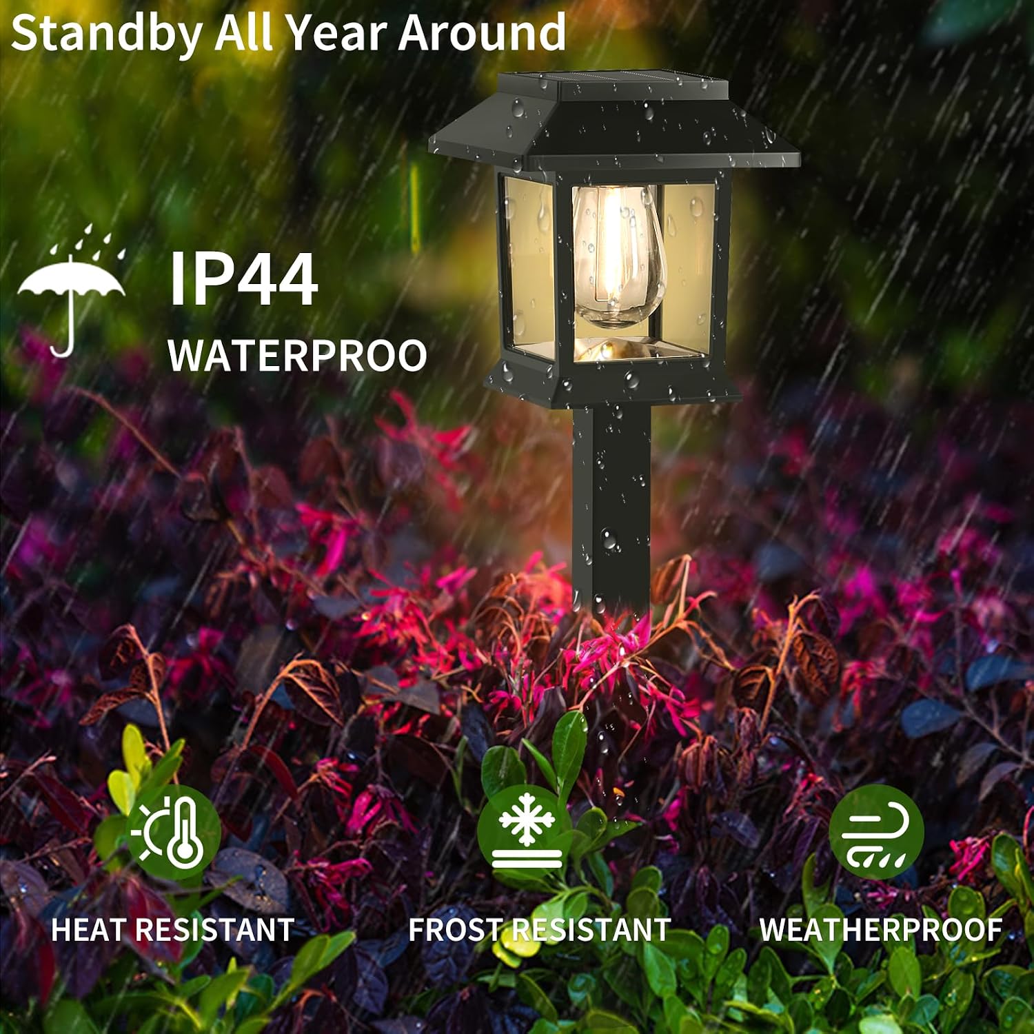 Solar Lights Outdoor,12 Pack 3000K Waterproof Auto On/Off Solar Pathway Lights For Your Garden, Landscape, Path, Yard, Patio, Driveway,Walkway Decor
