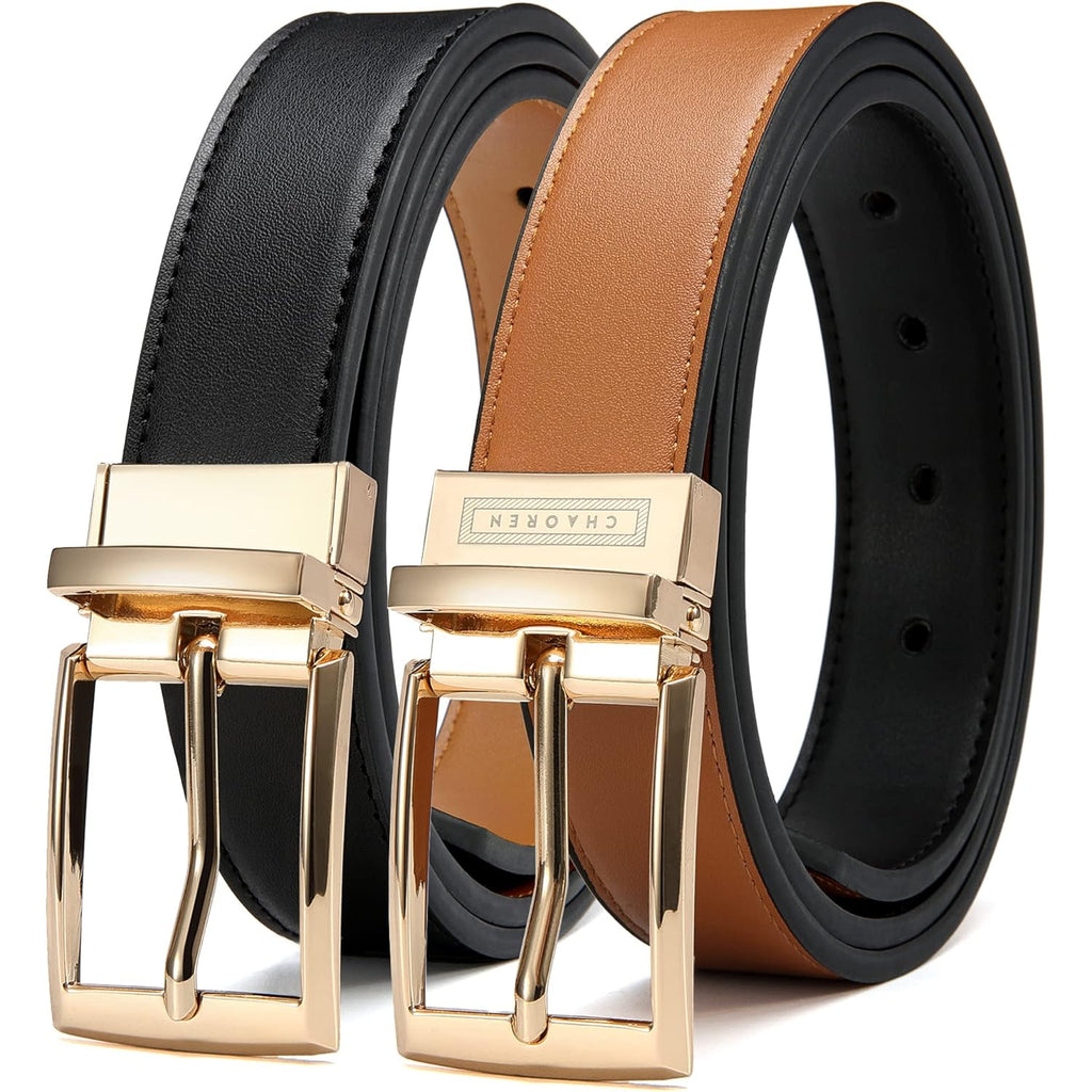 CHAOREN Reversible Belt for Women, Womens Leather Belt for Jeans Pants - 2 Styles in One Belt