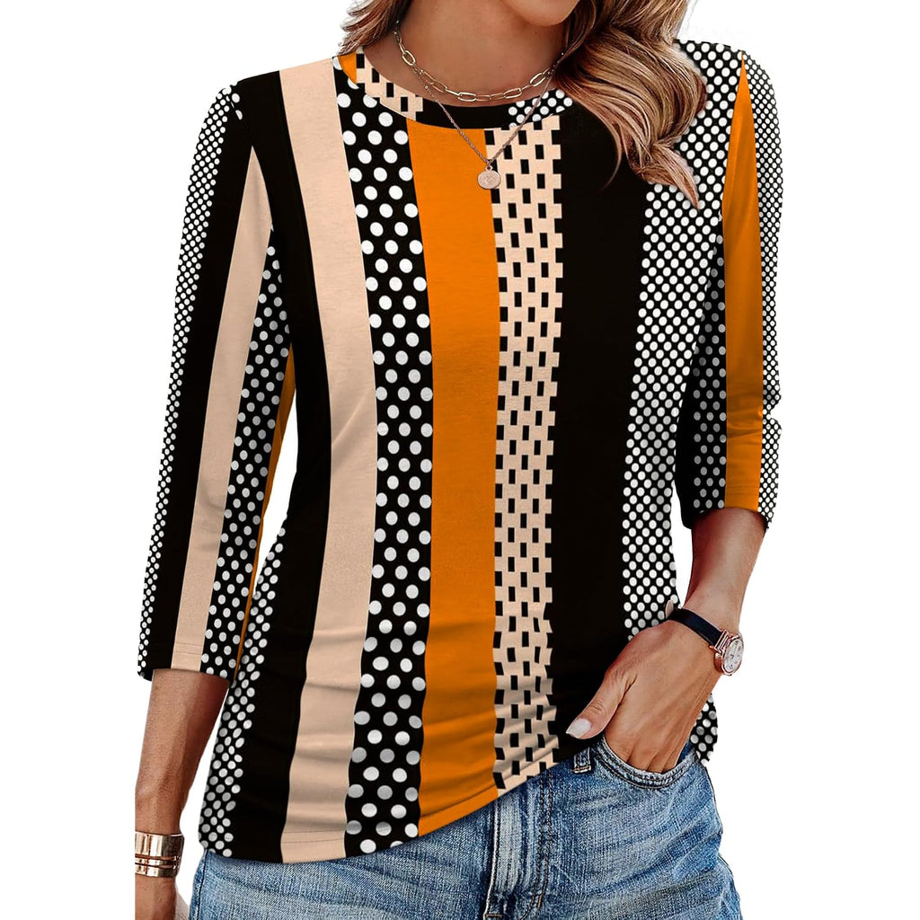 Wiholl Womens 3/4 Length Sleeve Tops Crewneck Ruched Summer Shirts 2026 Business Casual Outfits Blouses Spring Clothes