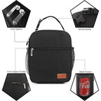 Lunch Bag For Men Women Adults Small For Office Work Picnic - Reusable Portable Lunchbag, Black