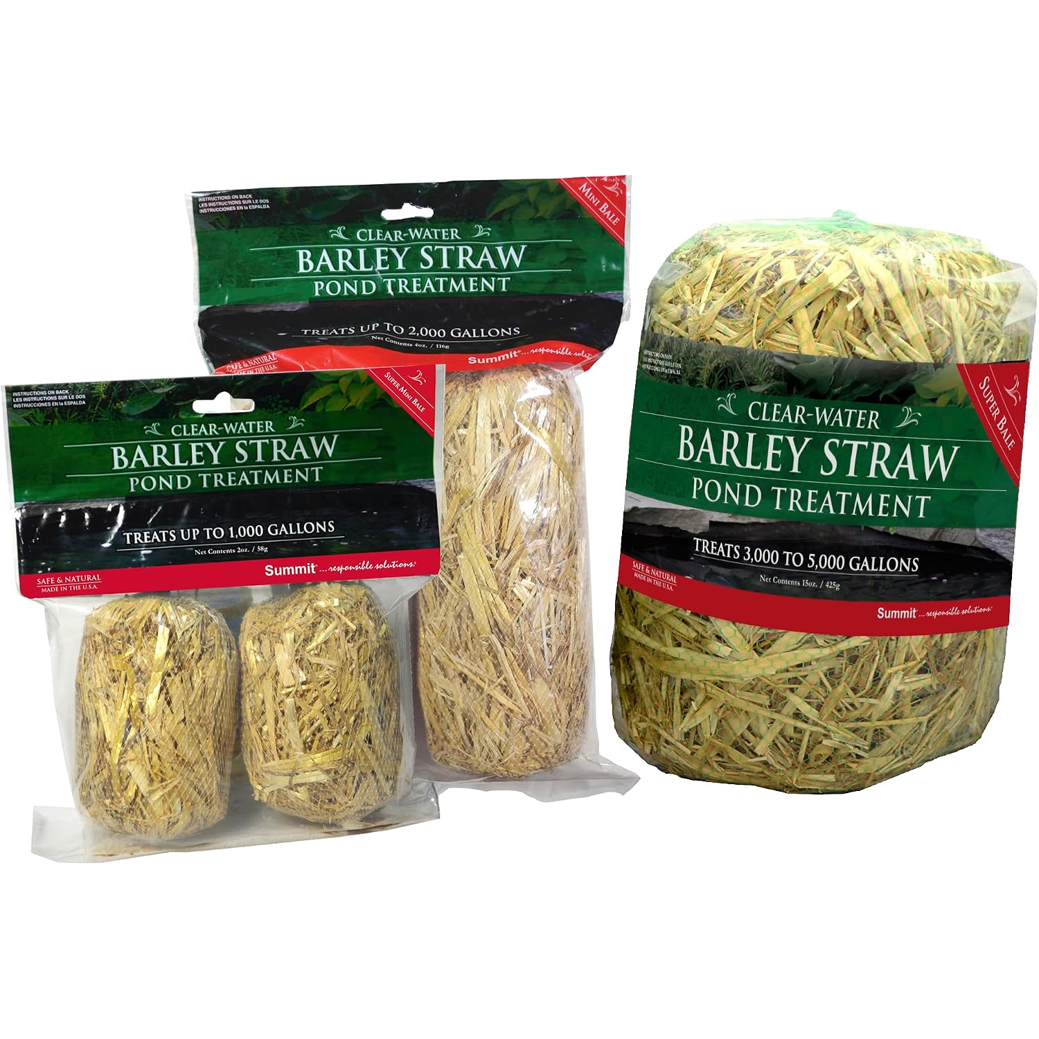 Summit Clear-Water Barley Straw Pond Treatment, 2-Pack, Treats Upto 2000 Gallons, 1000 Gallons Per Bale