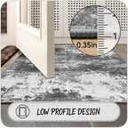 2X6 Rug Runners For Hallways Kitchen Non Slip Washable Grey Entryway Runner Rugs With Rubber Backing 6Ft Long Carpet Runner For Laundry Room Bedroom, Low Pile Stain & Fade Resistant, Abstract Gray