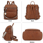 Tantomi Backpack Purse For Women Large Leather Convertible Backpack Ladies Shoulder Bag Fashion Backpack Handbags For Travel And Work (Brown)