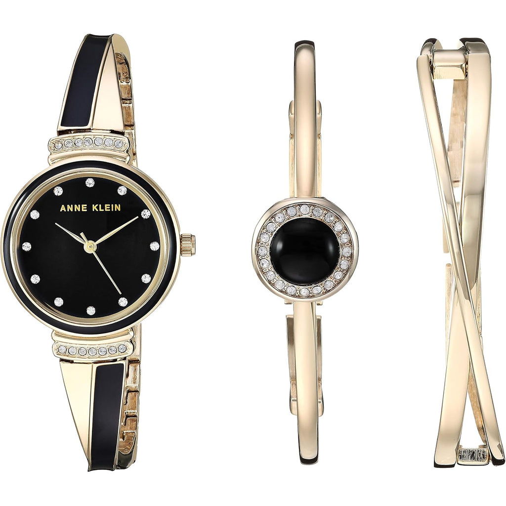 Anne Klein Women's Premium Crystal Accented Watch and Bangle Set