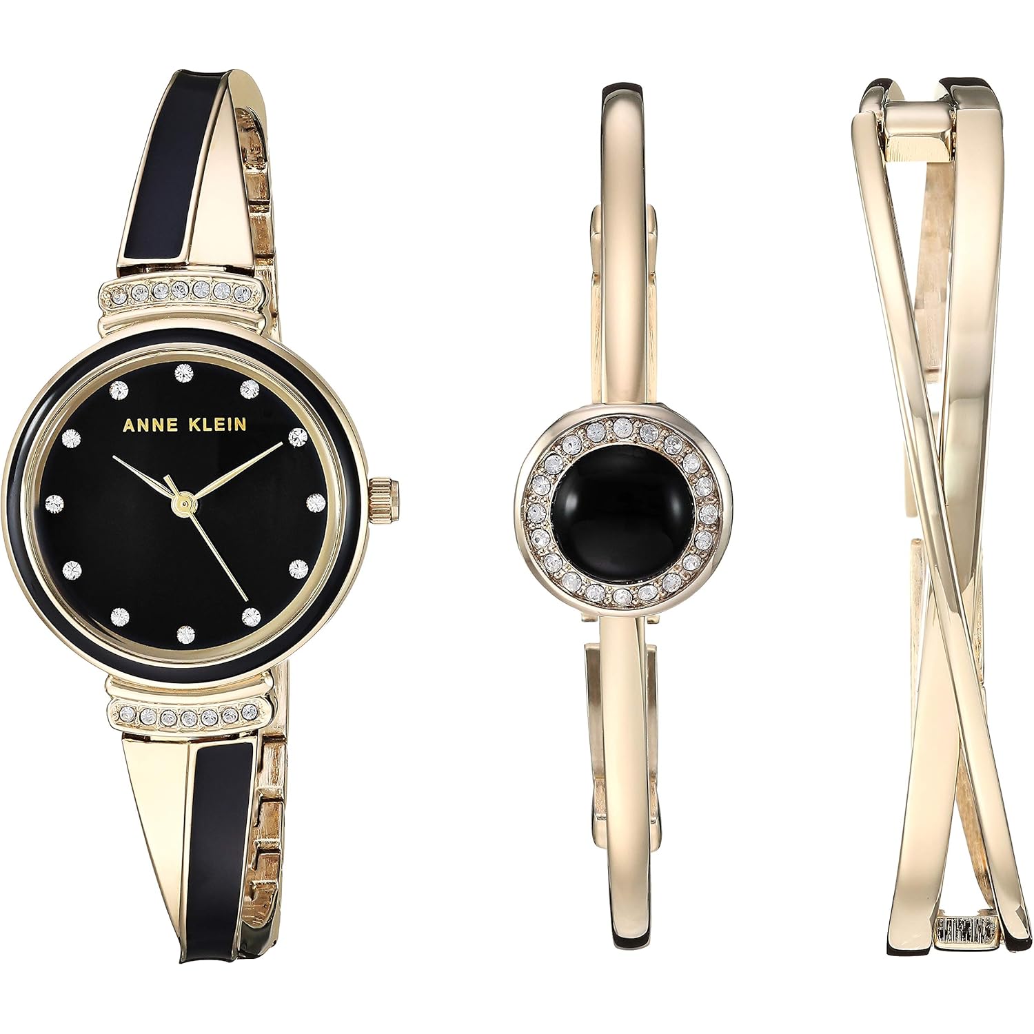 Anne Klein Women's Premium Crystal Accented Watch and Bangle Set