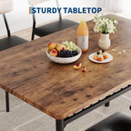Garveehome Dining Table Set For 4 With Storage Rack, 5-Piece Kitchen Table And Upholstered Chairs Of 4, Wood Tabletop & Heavy-Duty Metel Frame, Dining Room Set For Small Space, Apartment, Brown