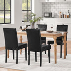 Yaheetech Dining Chairs Set Of 4 Pu Leather Upholstered Parsons Dining Chairs With Solid Wood Legs For Kitchen/Living Room/Restaurant, Modern Style, Black