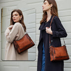 Iswee Leather Crossbody Bags for Women Shoulder Purse Medium Hobo Genuine Leather Satchel Purses and Handbags