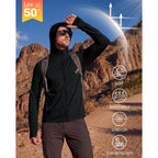 Men'S Upf 50+ Sun Protection Outdoor Lightweight Full Zip Hoodie Jacket Long Sleeve Fishing Hiking Performance Shirt