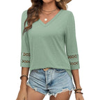Xieerduo 3/4 Length Sleeve Womens Tops Dressy Casual Blouses For Women 2026 Trendy V Neck T Shirts Summer Clothes