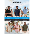 Herberton Mens Crochet Shirts Summer Fashion Knit Mesh Button Down Casual Cuban Top (S-Xxl)