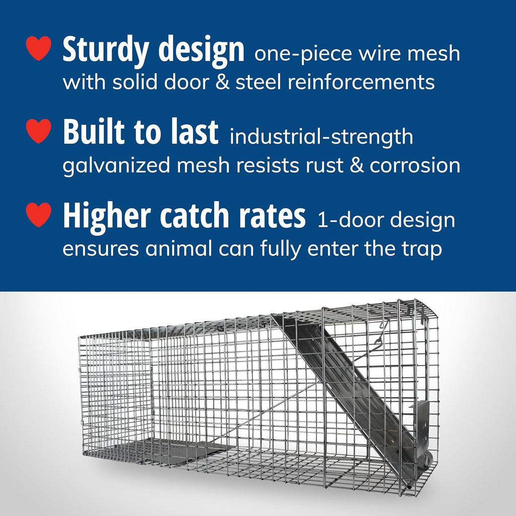 Havahart Large 1-Door Live Animal Trap For Raccoons, Cats, Bobcats, Beavers | Heavy Duty Humane Catch And Release Cage Trap For Outdoor Pest Control, 1079Sr