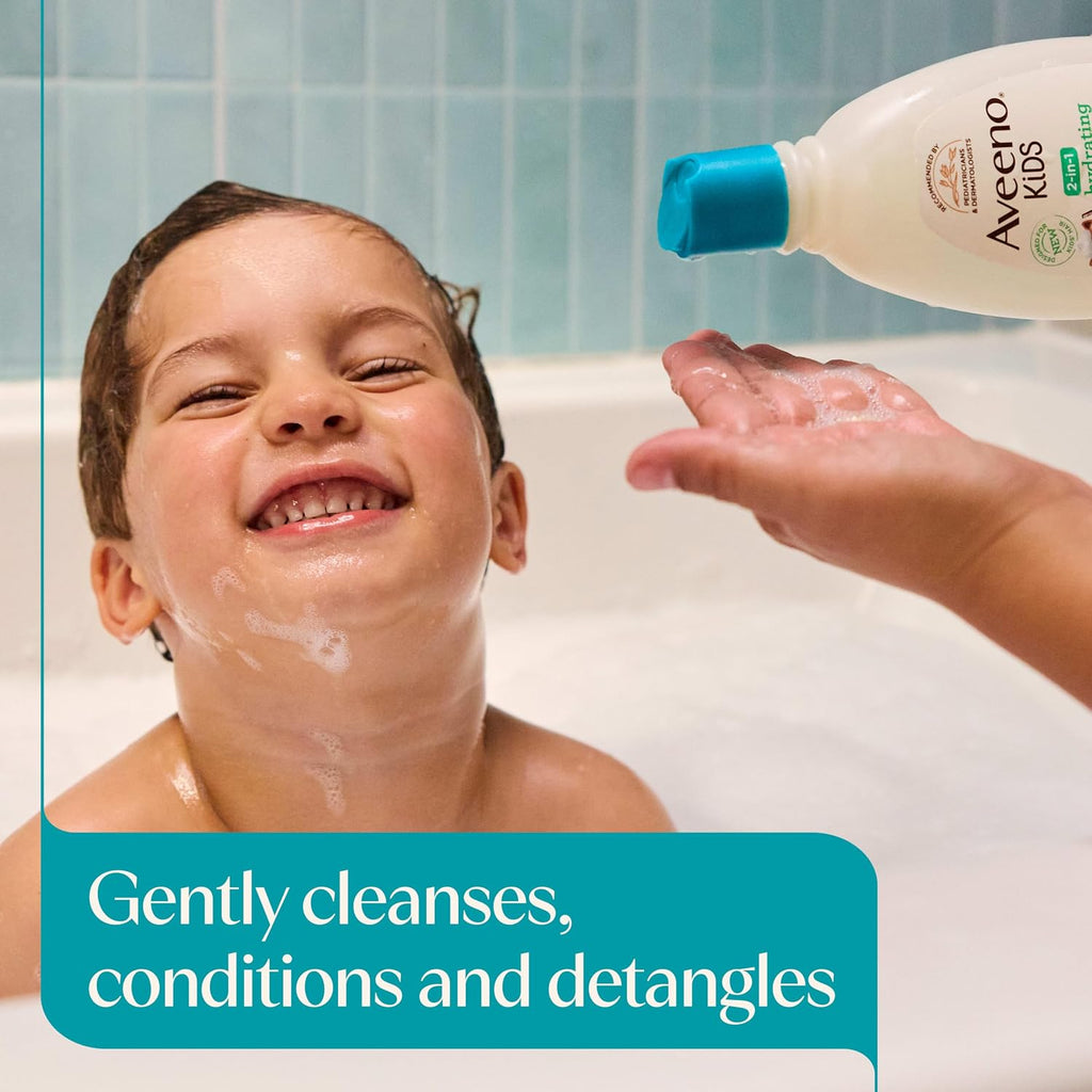 Aveeno Kids Shampoo & Conditioner, Formulated With Oat Extract To Gently Cleanse, Condition & Detangle Kids Hair, For Sensitive Skin And Scalp, Hypoallergenic, 12 Fl Oz