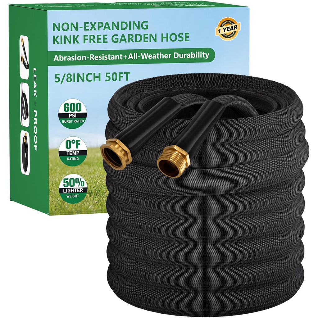 Garden Hose 50Ft, Non-Expanding Water Hose Ultra Lightweight, Kink-Free, Burst-Resistant, Lead-Free, Flexible & Durable High-Pressure Hose For Yard, Lawn, Outdoor, Car Washing