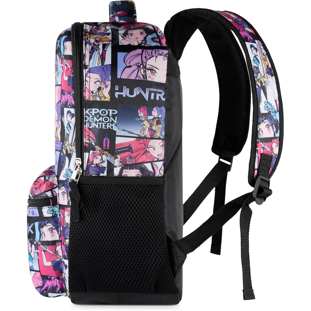 Ai Accessory Innovations K-Pop Demon Hunters Huntrix 16” Backpack For Girls, Featuring An Aop Of Rumi, Zoey, Mira, Allover Print