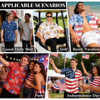 4th of July Hawaiian Shirt for Men Independence Day Patriotic Casual Beach Shirt for Parade Party