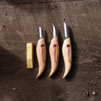 Flexcut Wood Carving Knives | Starter Set Of 3 Woodcarving Knives | 1095 High Carbon Steel Blades | Ergonomic Ash Wood Handles For Beginners And Hobbyists | Kn500 | Made In The U.S.A