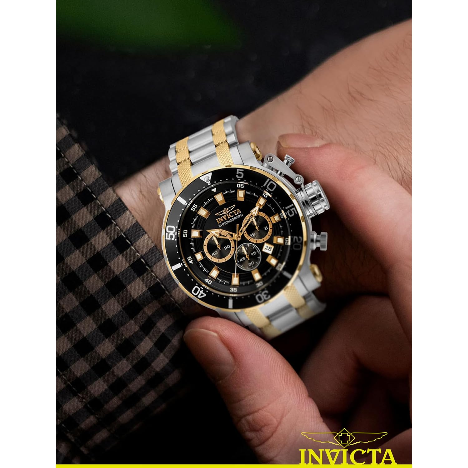 Invicta Coalition Forces Men 52Mm Stainless Steel Steel Black+Gold Dial Vd53 Quartz