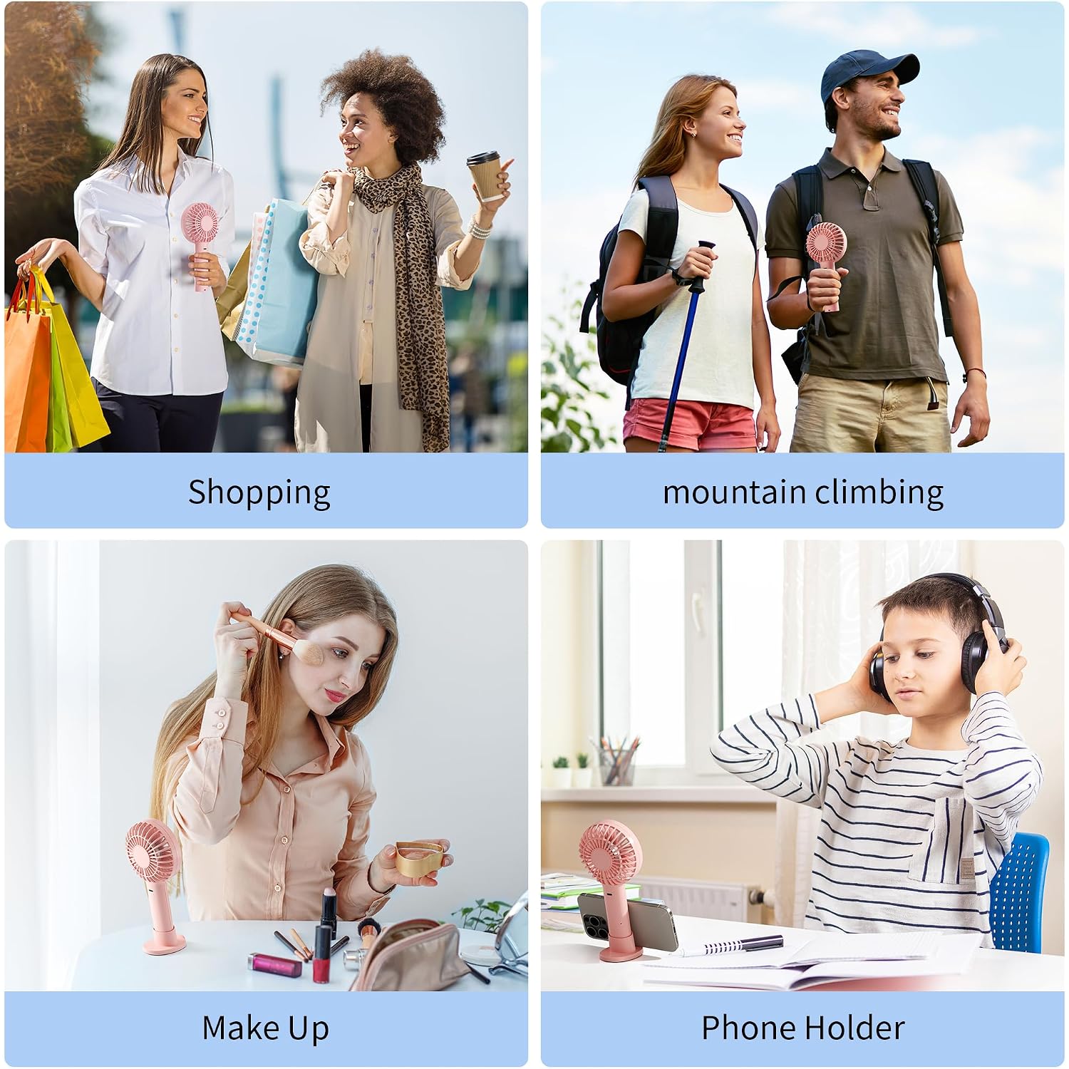 Jancane Handheld Fan, Portable Fan, 4000Mah Rechargeable Personal Fan, 10H Battery, Strong Wind, Small & Powerful, Cute Design For Travel, Makeup, Girls Women Summer Travel Essential Gift
