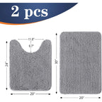 Olanly Bathroom Rugs Sets 2 Piece, Soft Absorbent Chenille Bath Mats And U-Shaped Contour Toilet Mat Area Rug Set, Machine Washable Bath Carpet, Home Decor Accessories (30"X20"+24"X20", Grey)