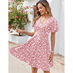 Zeagoo Womens Summer Dress Casual Swing Sundresses Floral Ruffle Short Sleeve Wedding Guest Dress Beach Mini Dress 2026