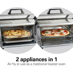 Hamilton Beach Easy Reach 6 Slice Countertop Air Fryer Toaster Oven Combo | Roll-Top Door For Easy Access | Bake, Broil & Toast Functions | 150 To 450ºF Adjustable Temp | Auto Shutoff | Stainless Steel