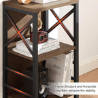 Small Bookshelf, 3 Tier Industrial Shelf With Metal Frame And Backboard, Low Rustic Brown Book Shelf, Small Bookcase For Small Spaces,Bookshelf For Living Room, Bedroom & Home Office