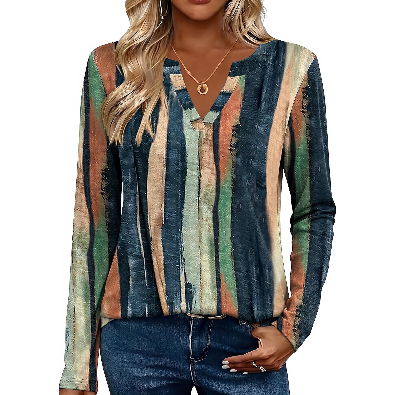 Zeagoo Womens Tops Long Sleeve V Neck Tee Shirts Cute Dressy Casual Clothing Business Work Blouse