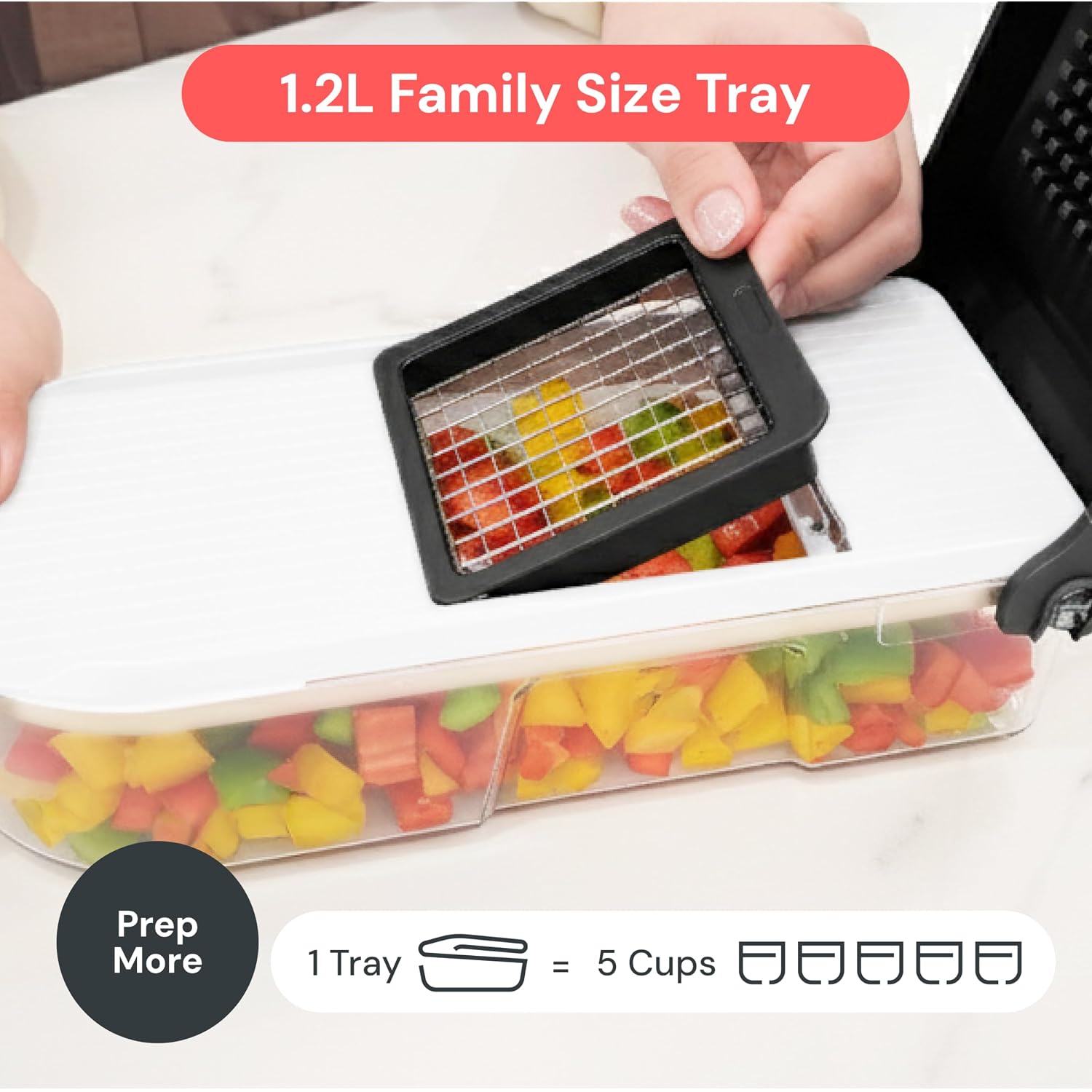 Fullstar Pro Core Vegetable Chopper - Chop And Slice Lid - Food Chopper With Container, Veggie Chopper, Fruit Slicer, Onion Dicer - Meal Prep Essential - Kitchen Gadget (6-In-1, White/Black)