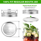 EWPJDK 56PCS Canning Lids with Rings For Mason Regular Mouth, Jars Lids With Rings/Bands Mason Jars For Canning Food Fruits DIY Food Grade Material(70mm, 28Lids + 28Rings for Regular Mouth Jar)