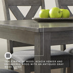 Signature Design By Ashley Caitbrook Rustic 7-Piece Dining Set – Rectangular Table With 6 X-Back Upholstered Chairs, Gray