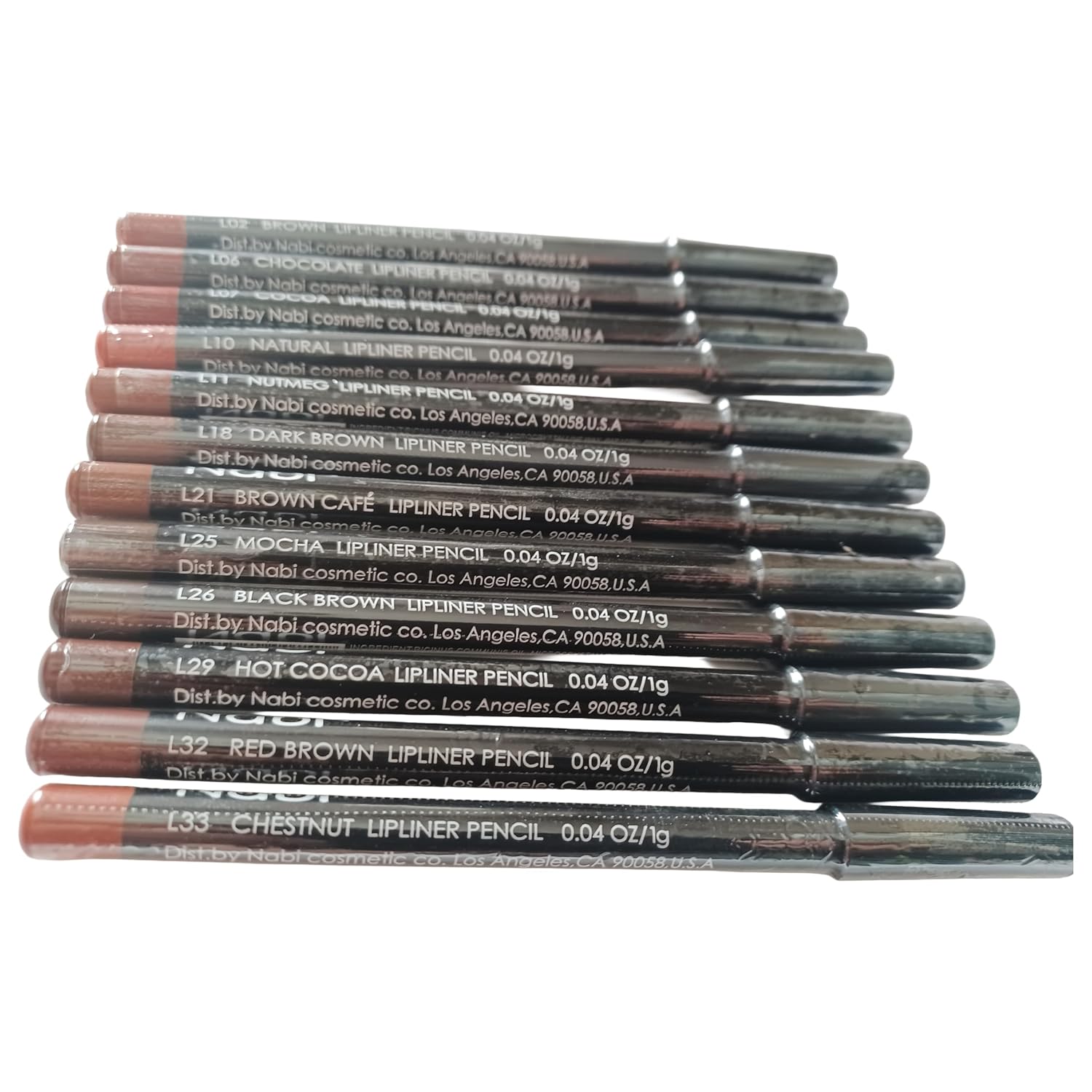 12-Piece Brown Tone Lip Liner Pencil Set, Assorted Colors