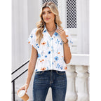 Women Blouses Short Sleeve Button Down Shirts Business Casual Dressy Work Tops Summer Spring Clothes