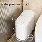 Small Bathroom Trash Can with Lid, 3 Gallon Slim Garbage Bin with Pop-Up Lid & Air-Pressure Bag Lock, Mini Waste Basket for Bathroom, Bedroom, Kitchen, Office, Rv, White - Includes 75 Bags (5 Rolls)