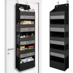 Tymensh Black Over Door Organizer With 5 Large Clear Pockets And 6 Side Mesh Pockets, Anti-Tilt Hanging Door Storage For Closet, Bathroom, Nursery, Bedroom, Dorm, Toys, Cosmetics