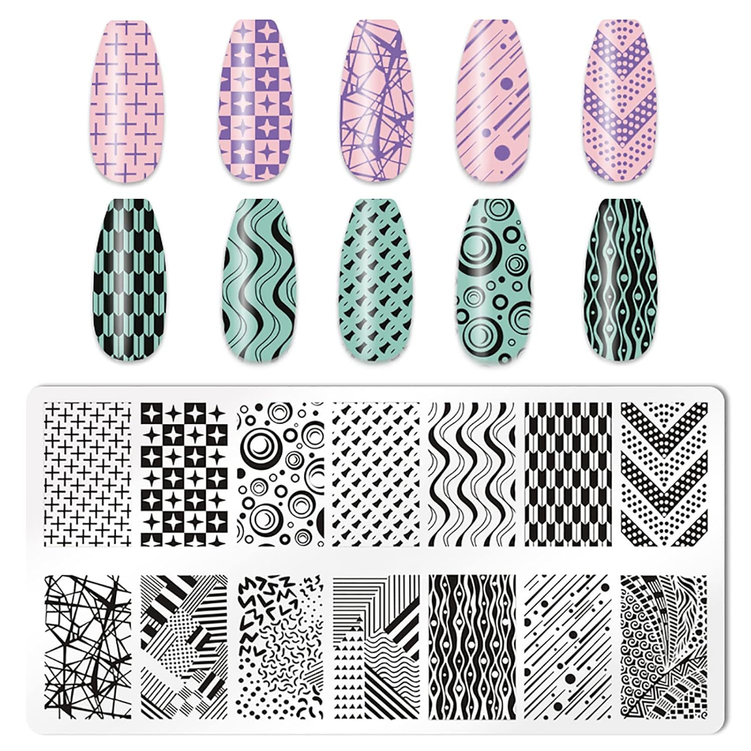 5Pcs Nail Stamping Plates Leopard Print Nail Stamps Nail Art Stamping Plates Nail Stencils Nail Plate Template Nail Art Stamping Kit Nails Accessories with 1 Nail Stamper, 1 Scraper
